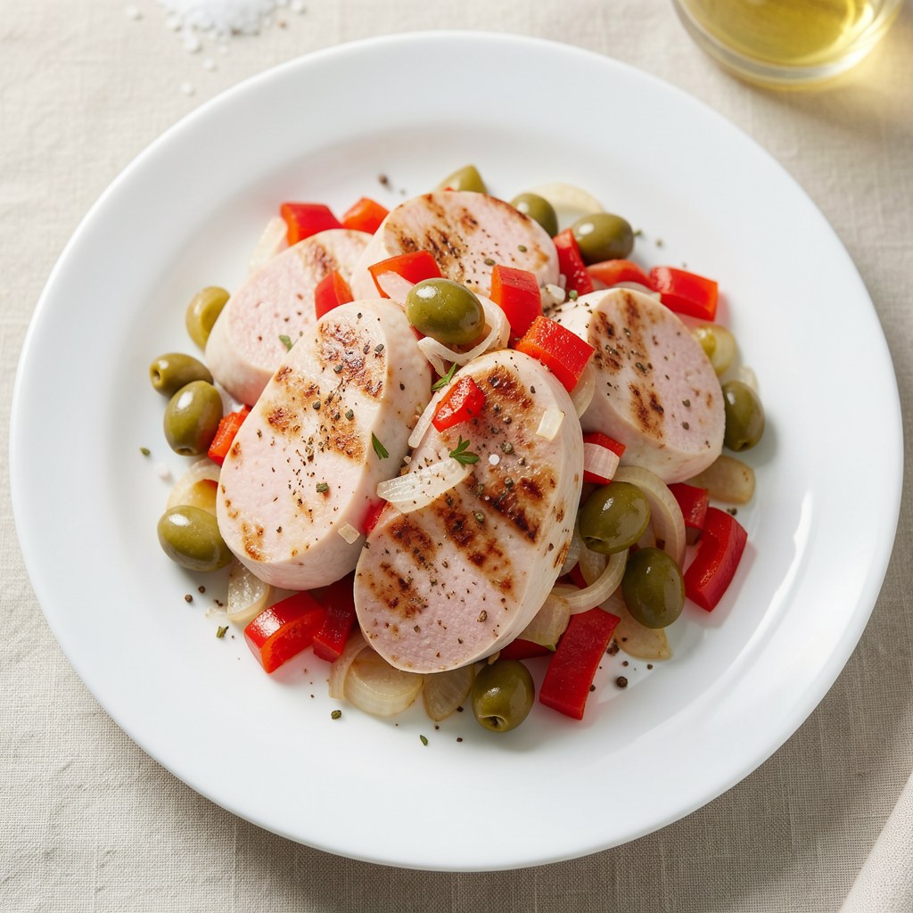 Kiełbasa z cebulą i papryką