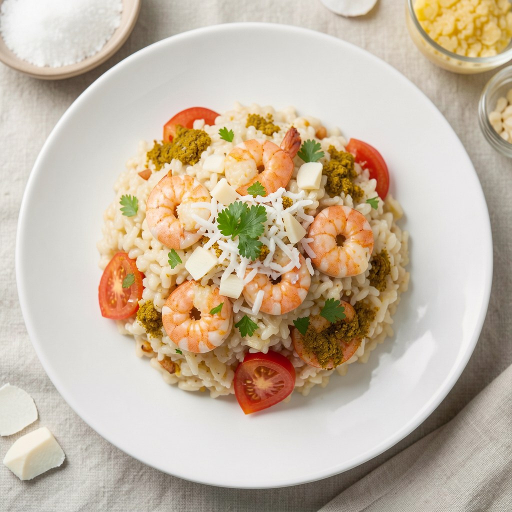 Risotto z krewetkami i śmietanką kokosową