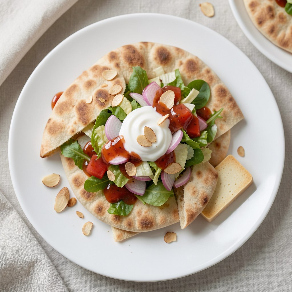 Pita z sałatką i sosem chrzanowo-czosnkowym