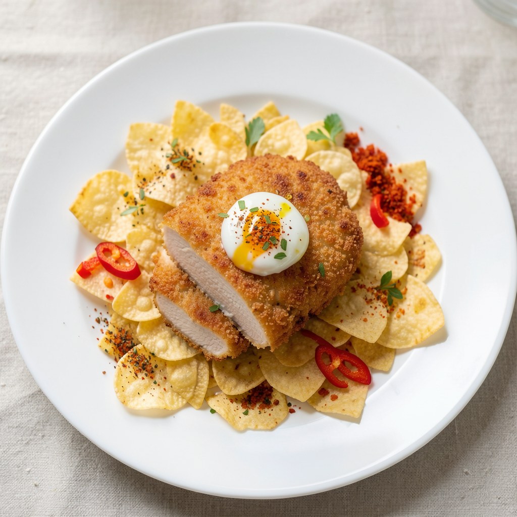 Kotlet w podwójnej panierce w płatkach kukurydzianych
