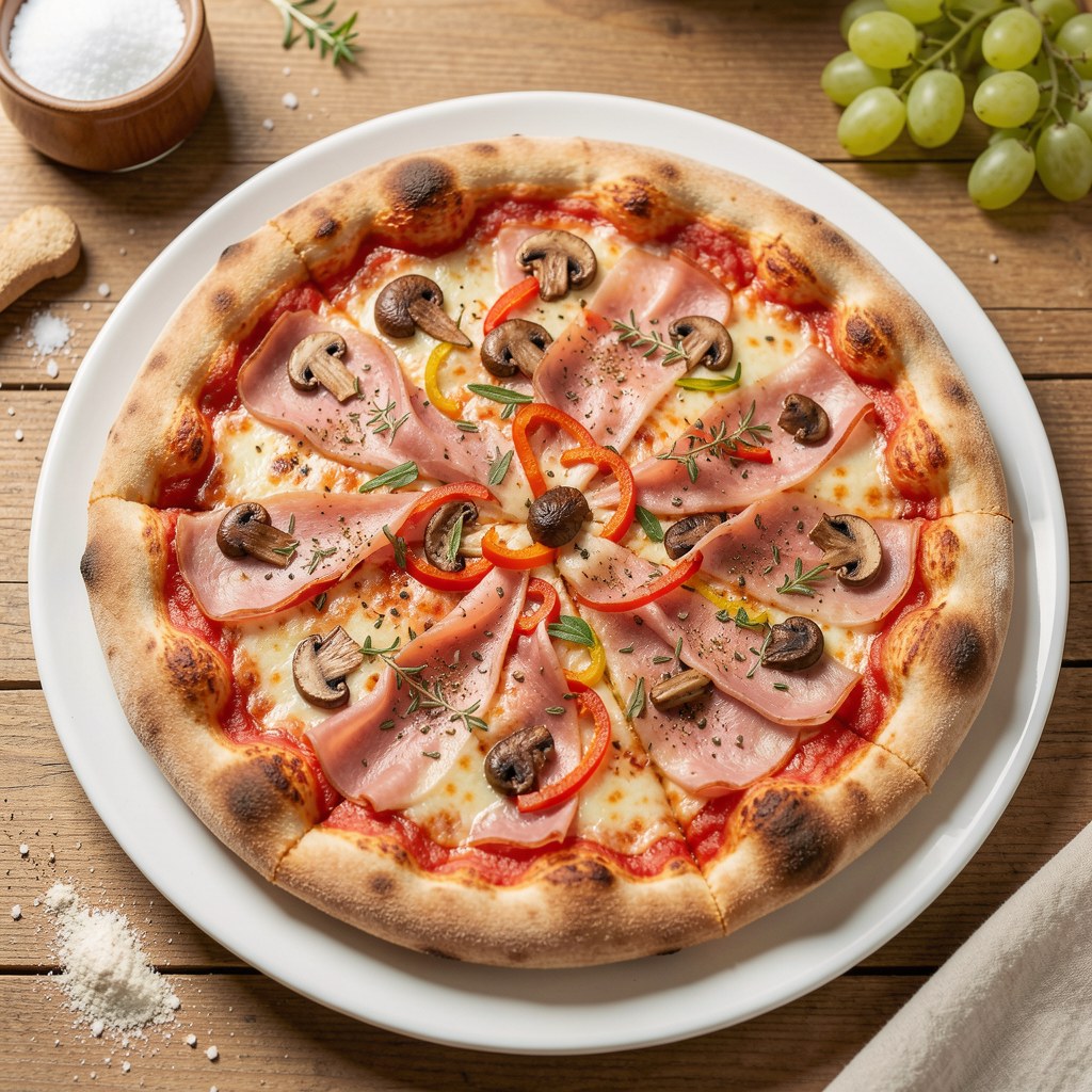 pizza z szynką i papryką