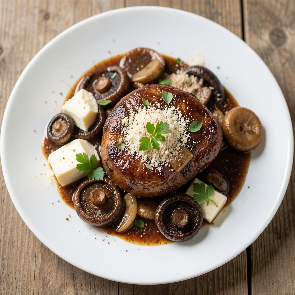 Karkówka z sosem sojowym i pieczarkami