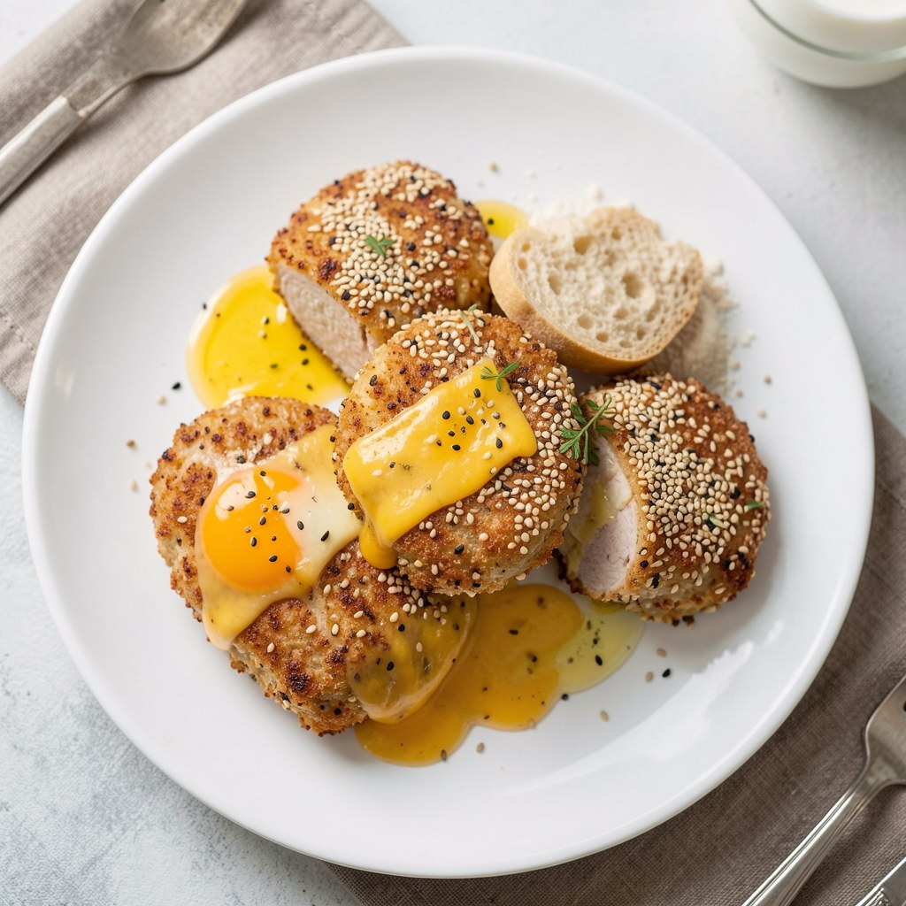 Sznycle drobiowe z sezamem i serem