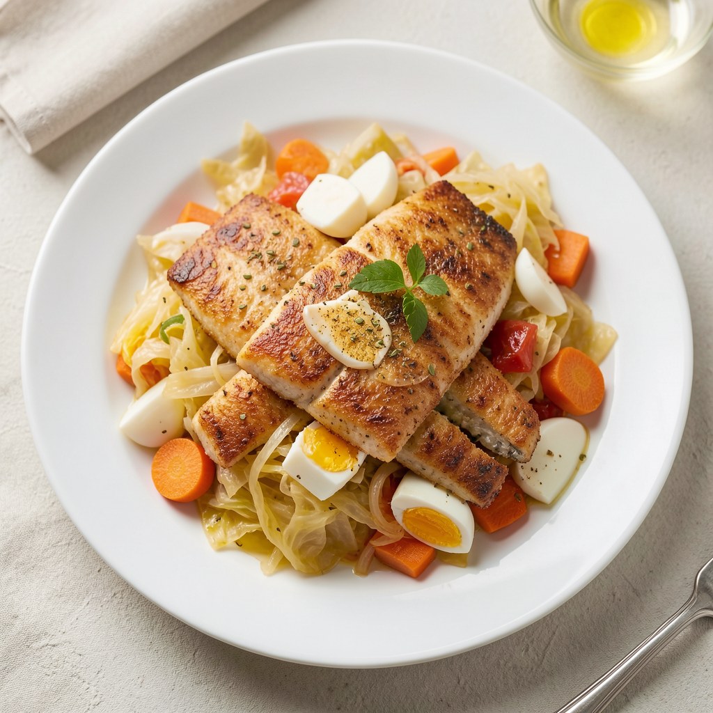 Filety rybne panierowane z warzywami