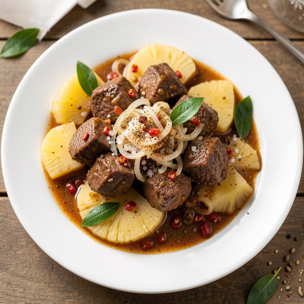 Gulasz wołowy z ananasem