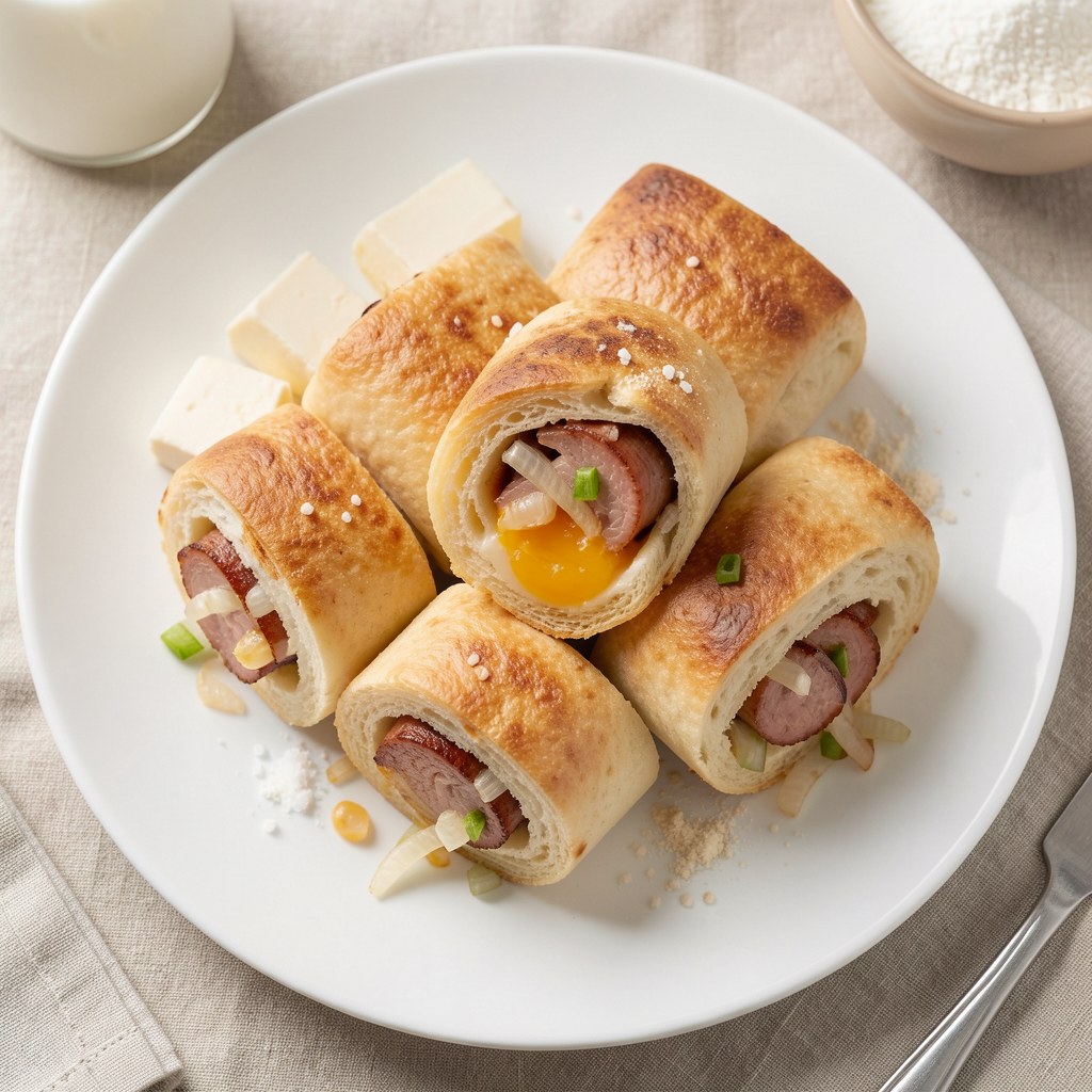 Drożdżowe roladki z boczkiem