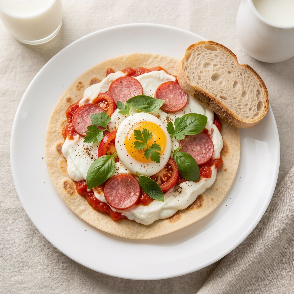 tortilla z papryką i salami