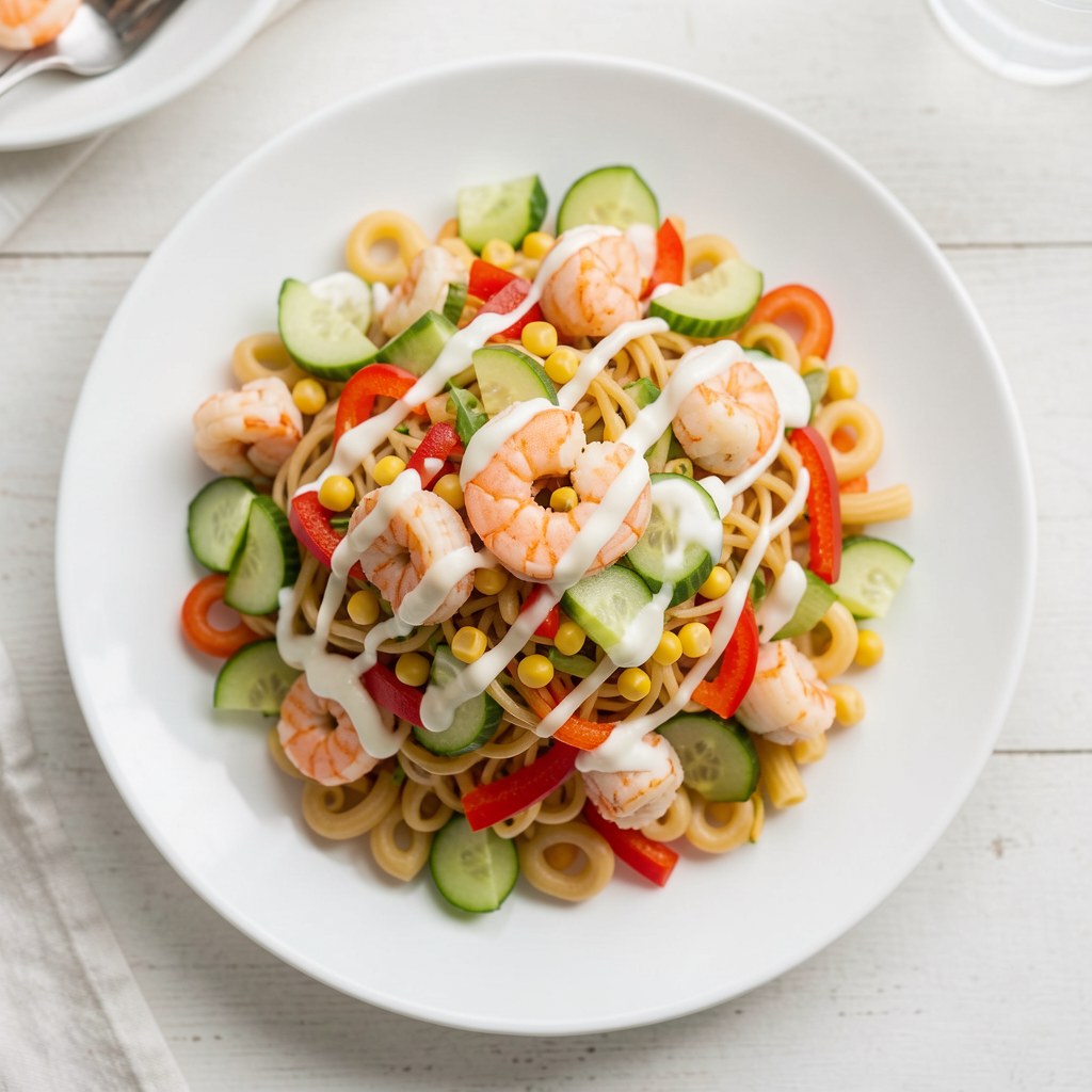 Sałatka z paluszkami krabowymi i makaronem chińskim