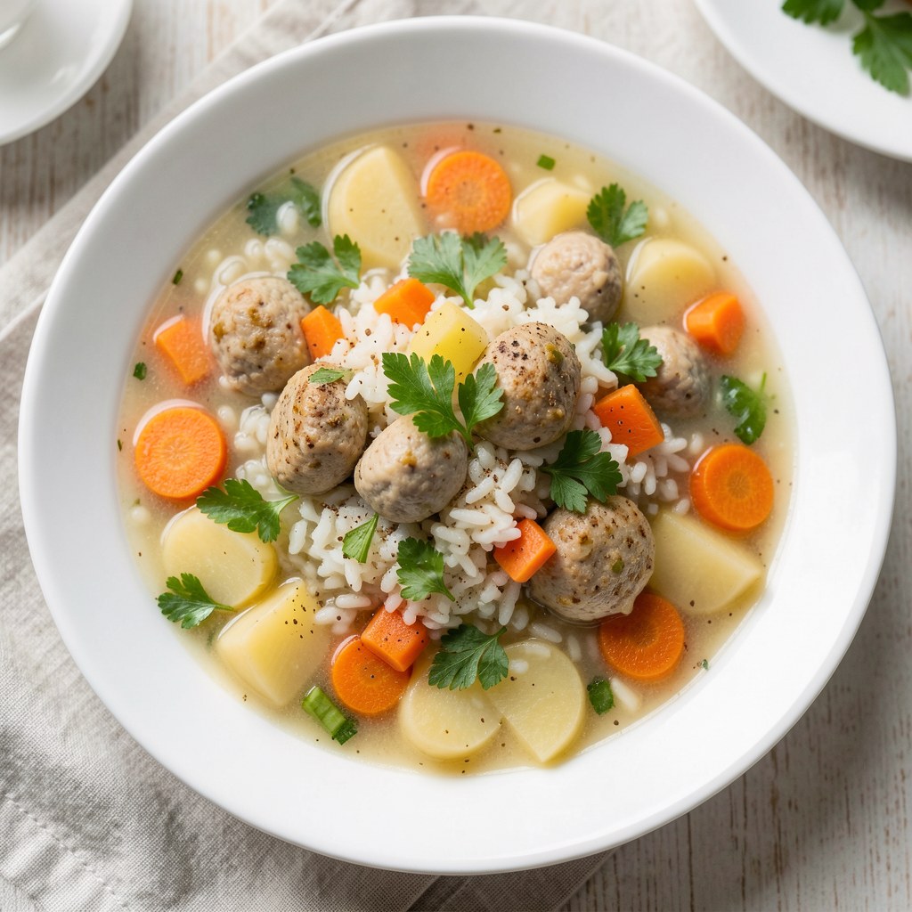 Zupa ryżowa na żołądkach drobiowych