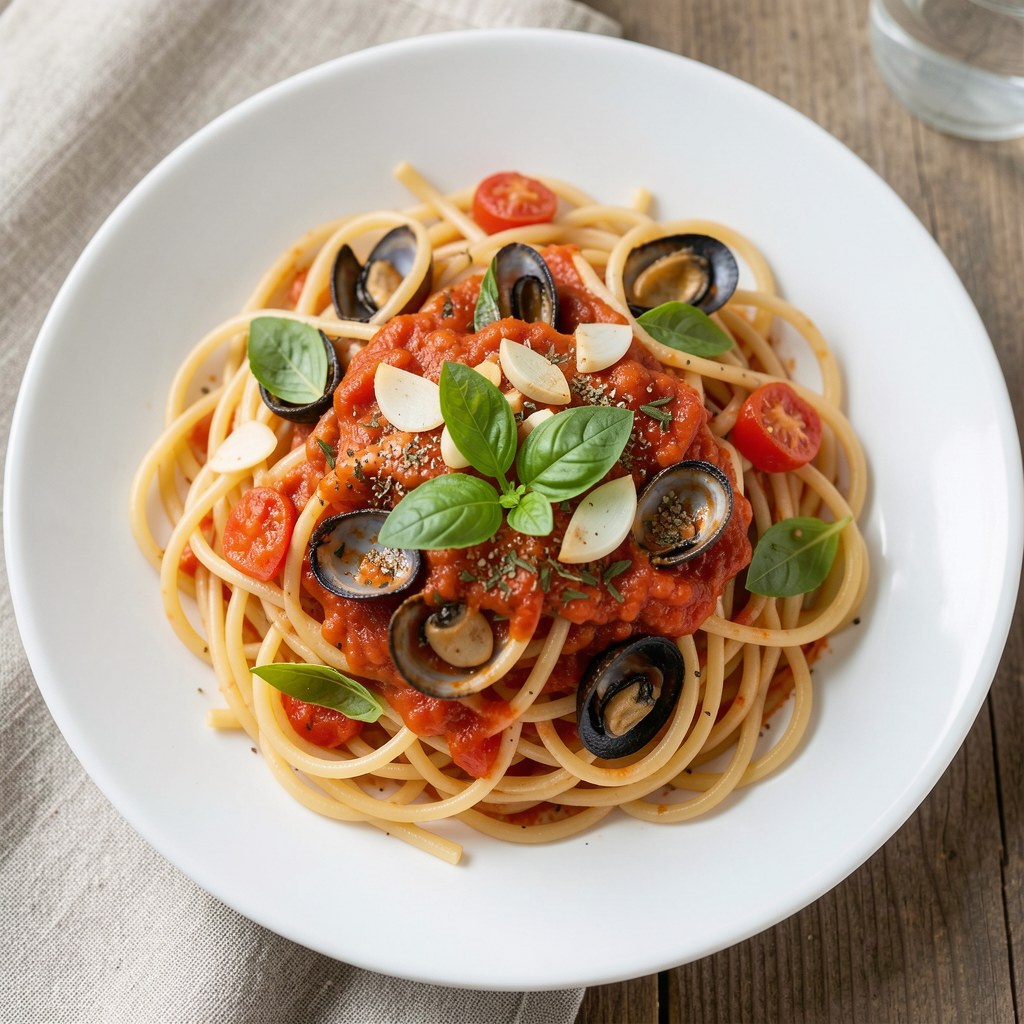 Spaghetti z owocami morza
