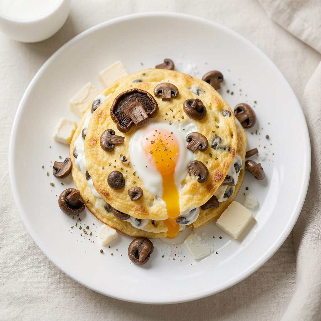 Puchata jajecznica z pieczarkami