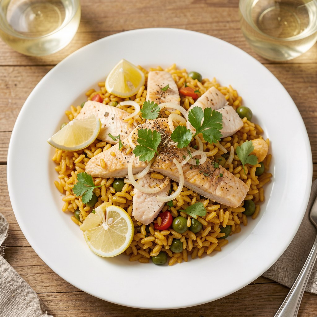 Paella rybna z kalarepką