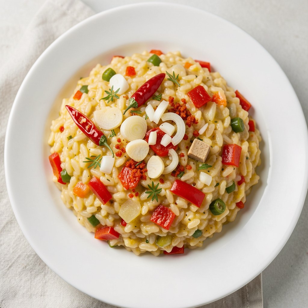 Risotto paprykowe z oliwą, cebulą  i czosnkiem