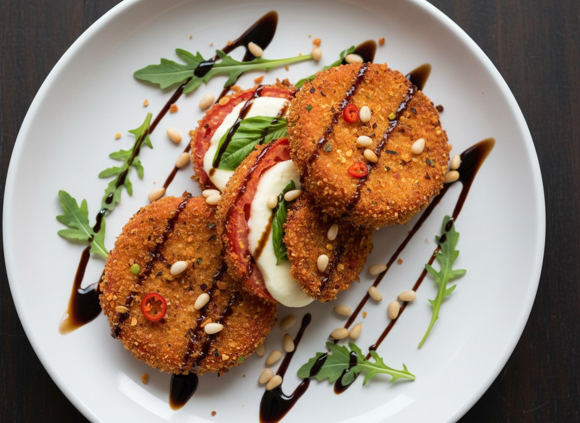 Panierowane pomidory z serem mozzarella w pikantnej bułce tartej