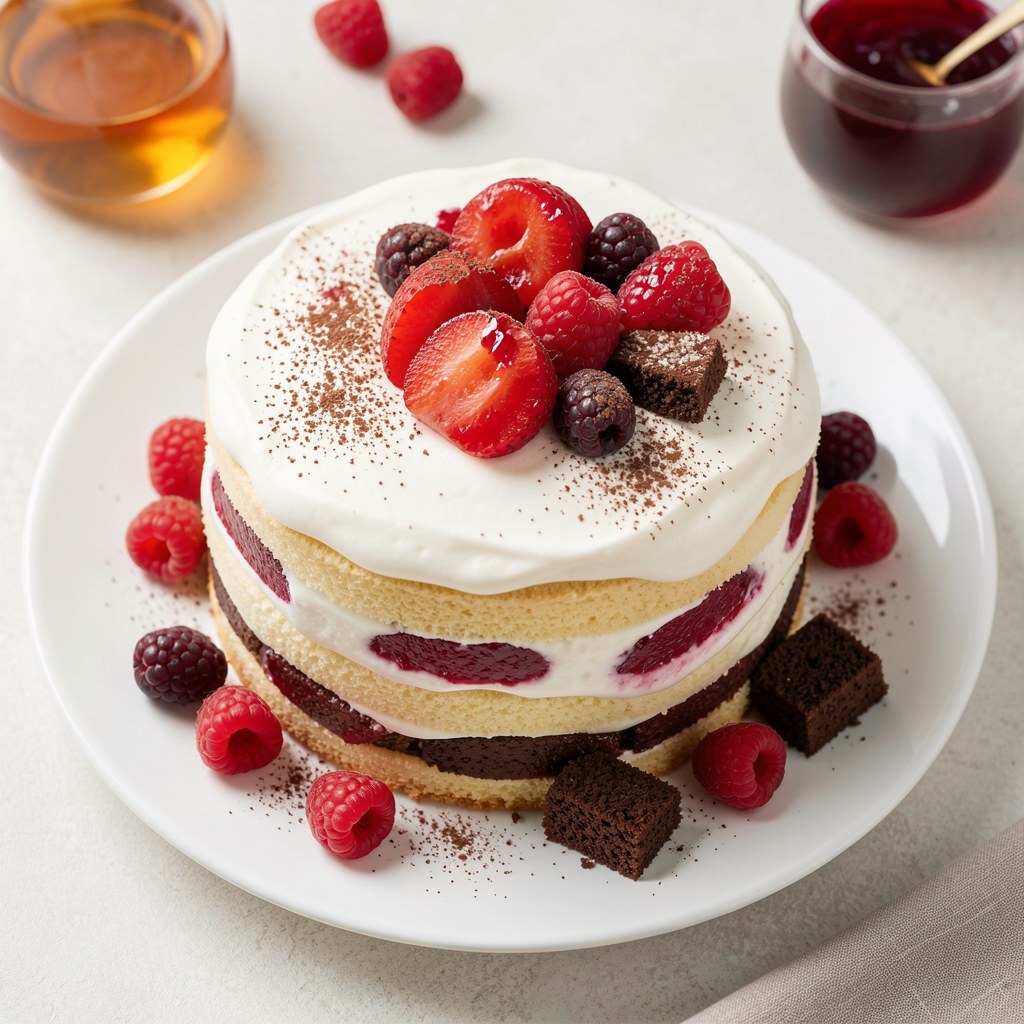 Tort malinowo – brzoskwiniowy