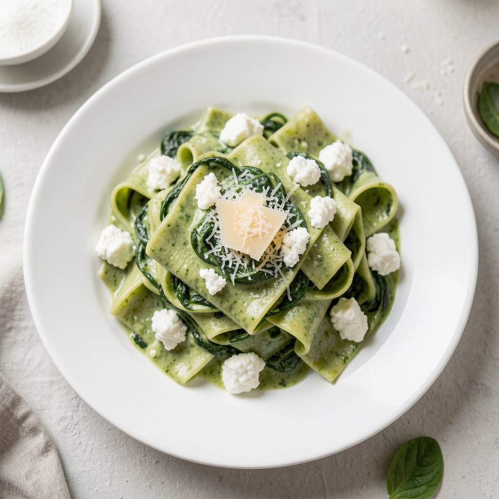 Zielone tagliatelle z serami