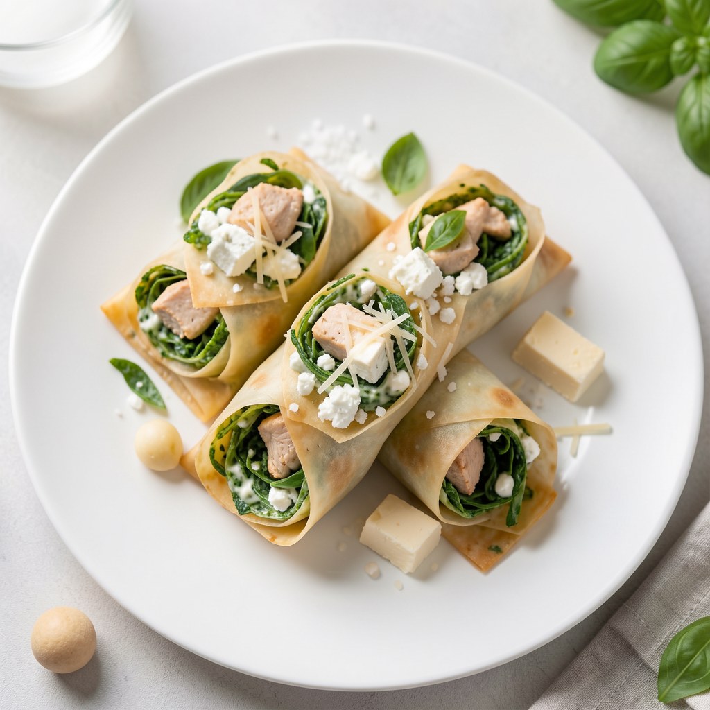 pierożki z ciasta filo z zielonym nadzieniem