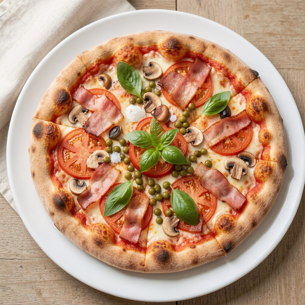 Pizza z pomidorem i bekonem