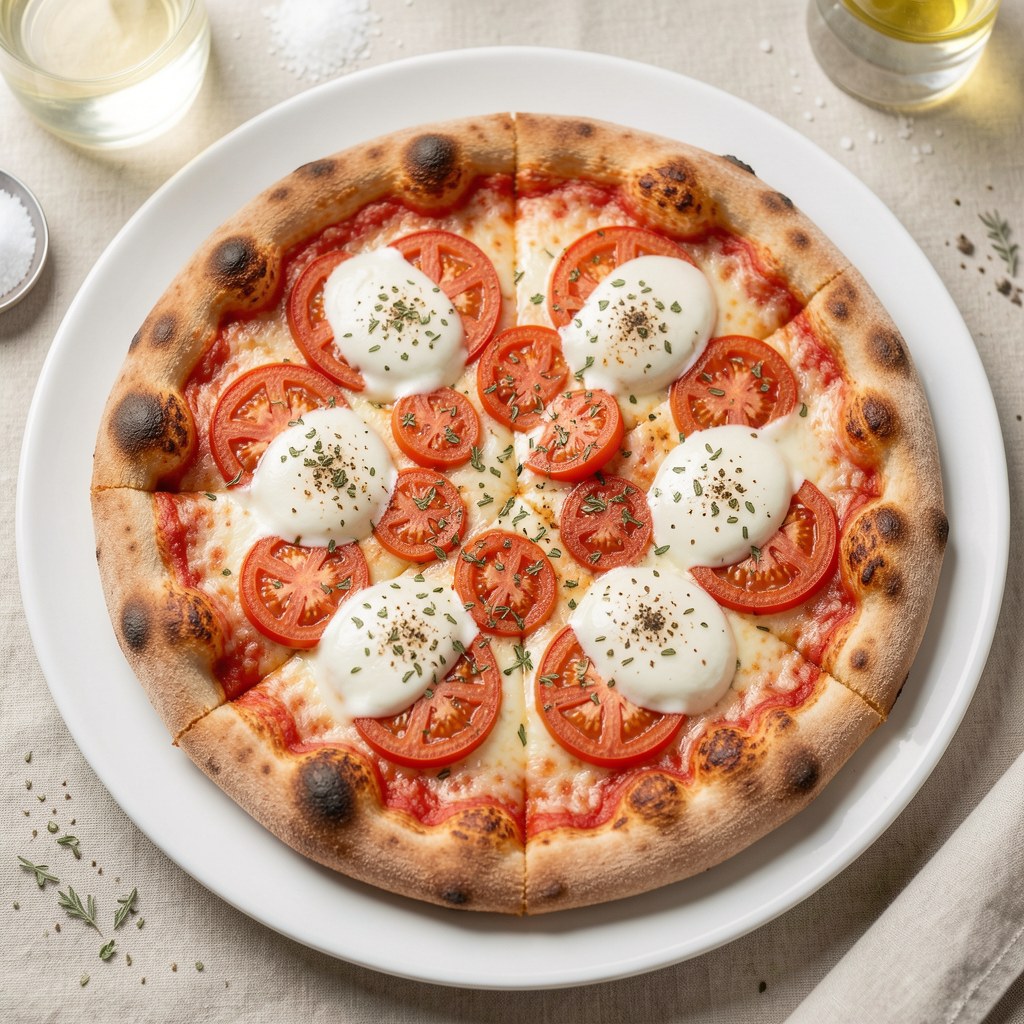 Pizza z pomidorami i mozarellą