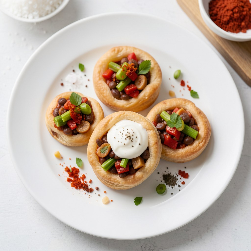 Pakieciki z ciasta francuskiego z soczewicą i porami