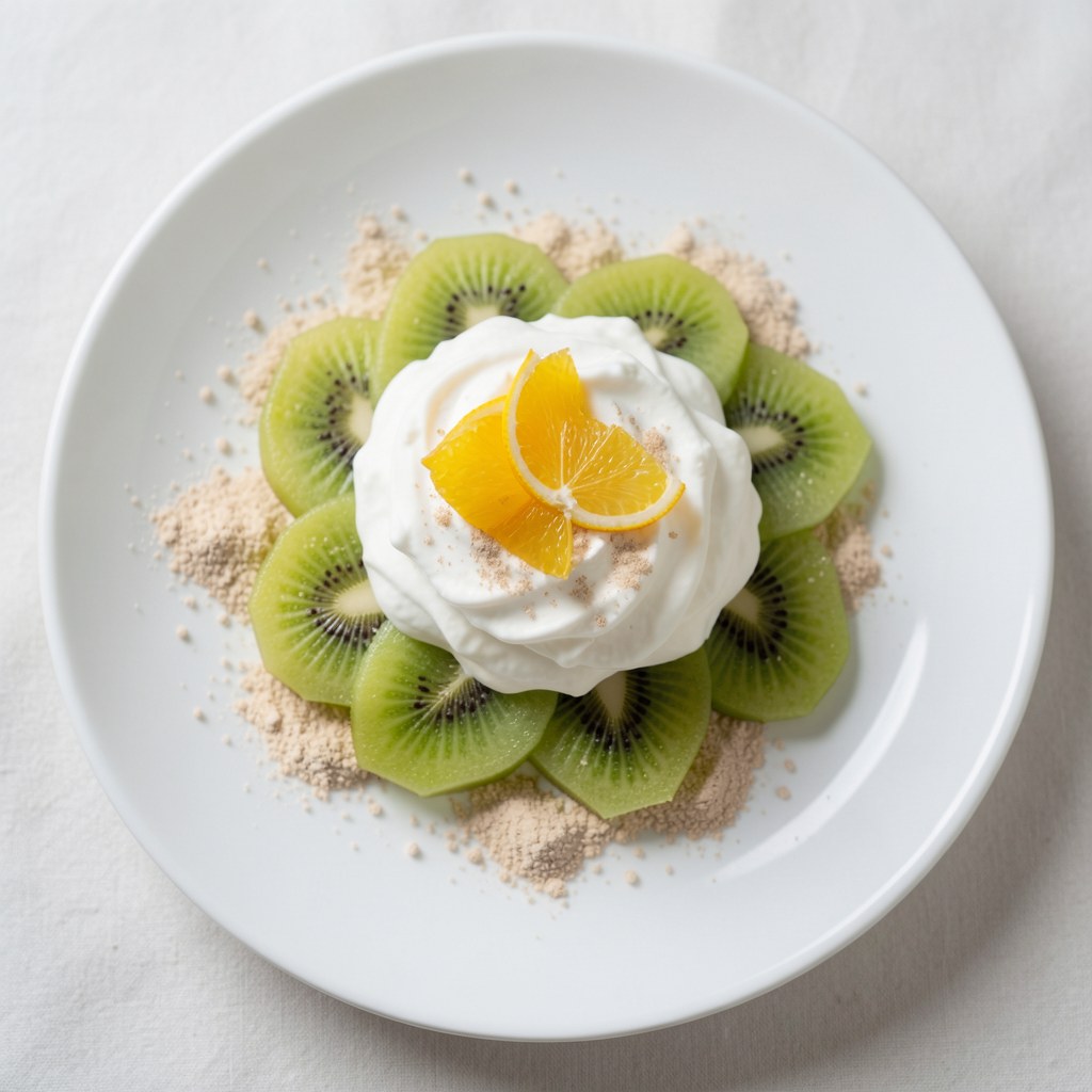 Deser z kiwi i bitą śmietatą