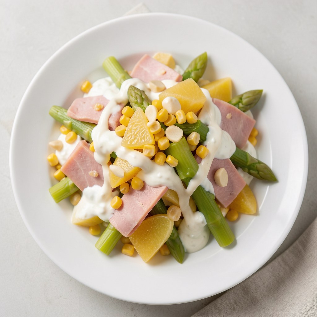 Sałatka ze szparagów i szynki