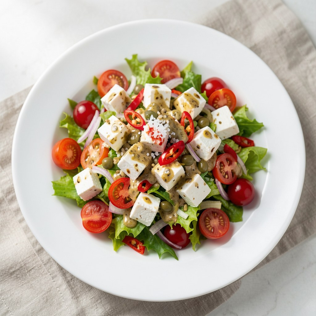 Sałatka z fetą w koperkowym dressingu