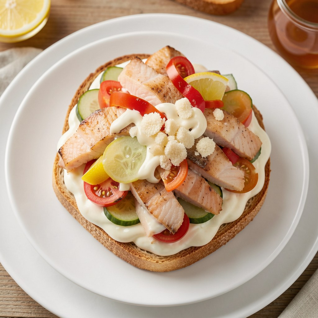 Tort tuńczykowo-łososiowy z tostów