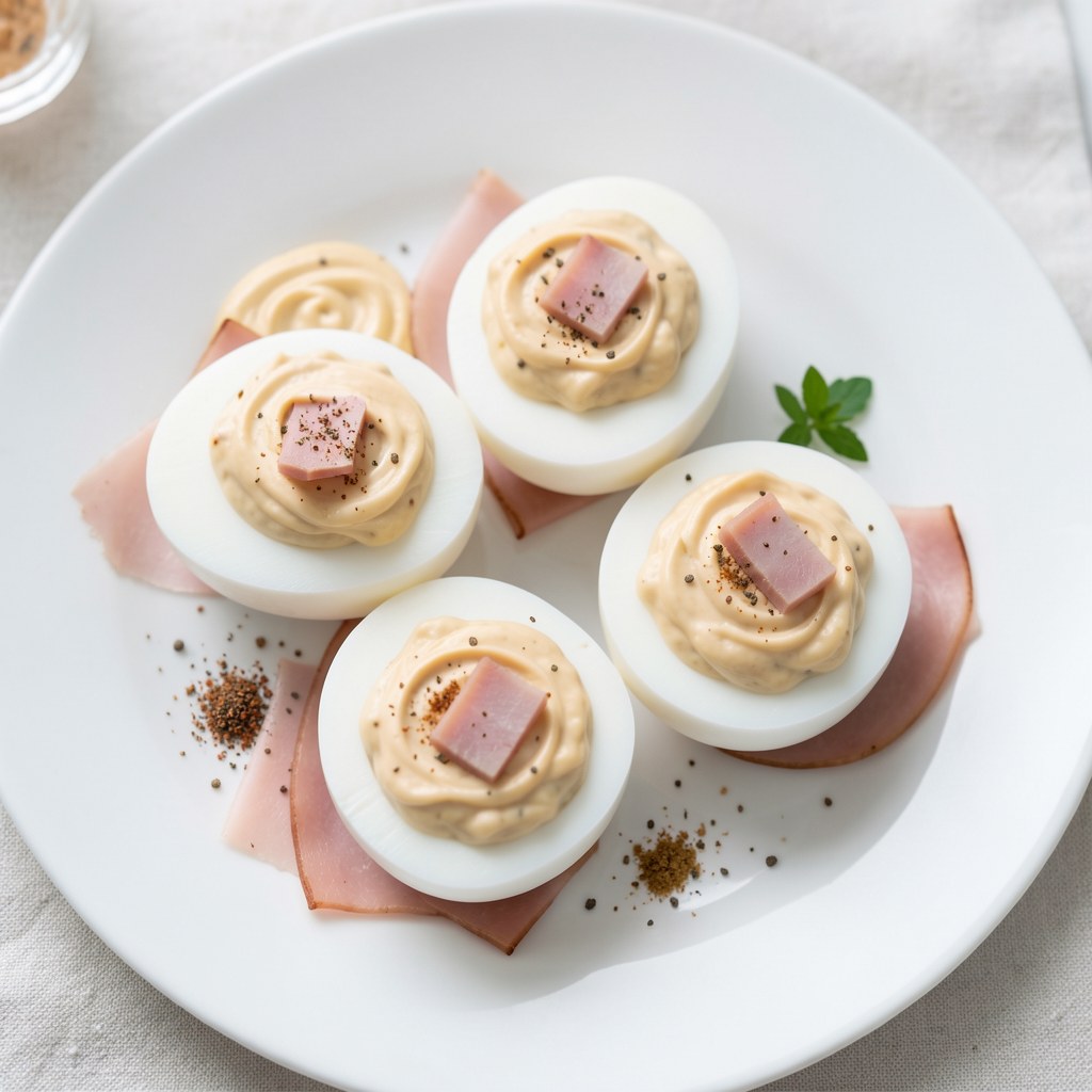 Jaja nadziewane szynką