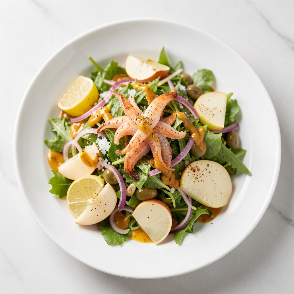 Sałatka z wędzonym pstrągiem