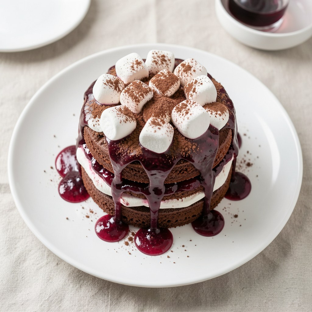 Lekki tort czekoladowy z polewą marshmallows