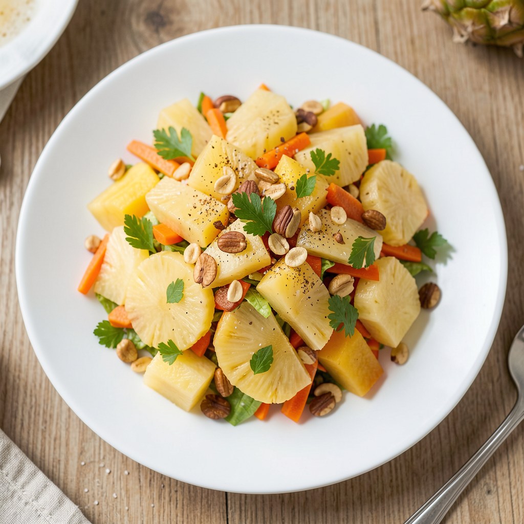 Słodka sałatka z ananasem