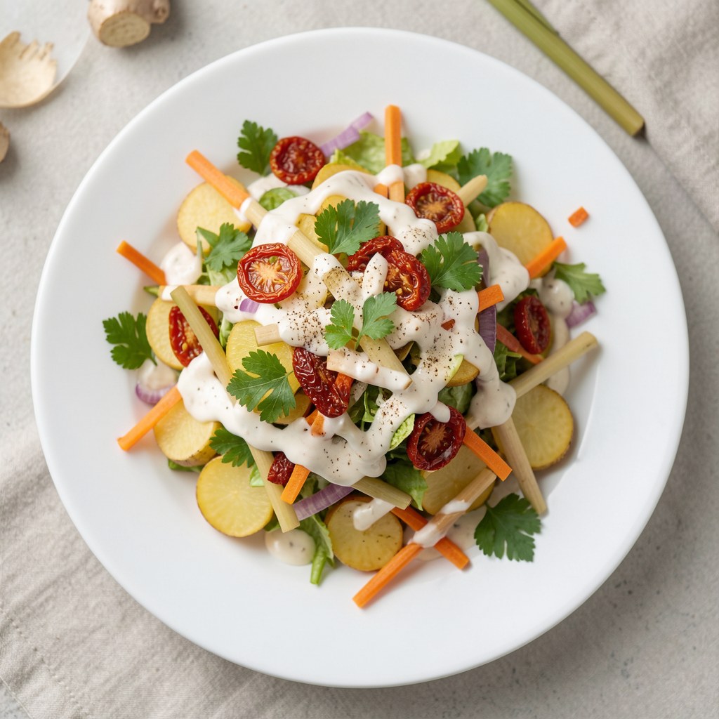 Sałatka z sosem imbirowym