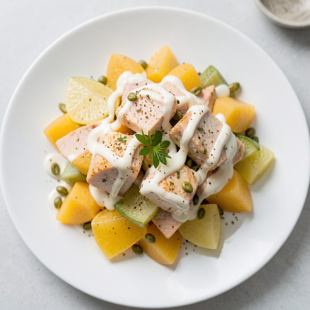 Tuńczyk z brzoskwiniami