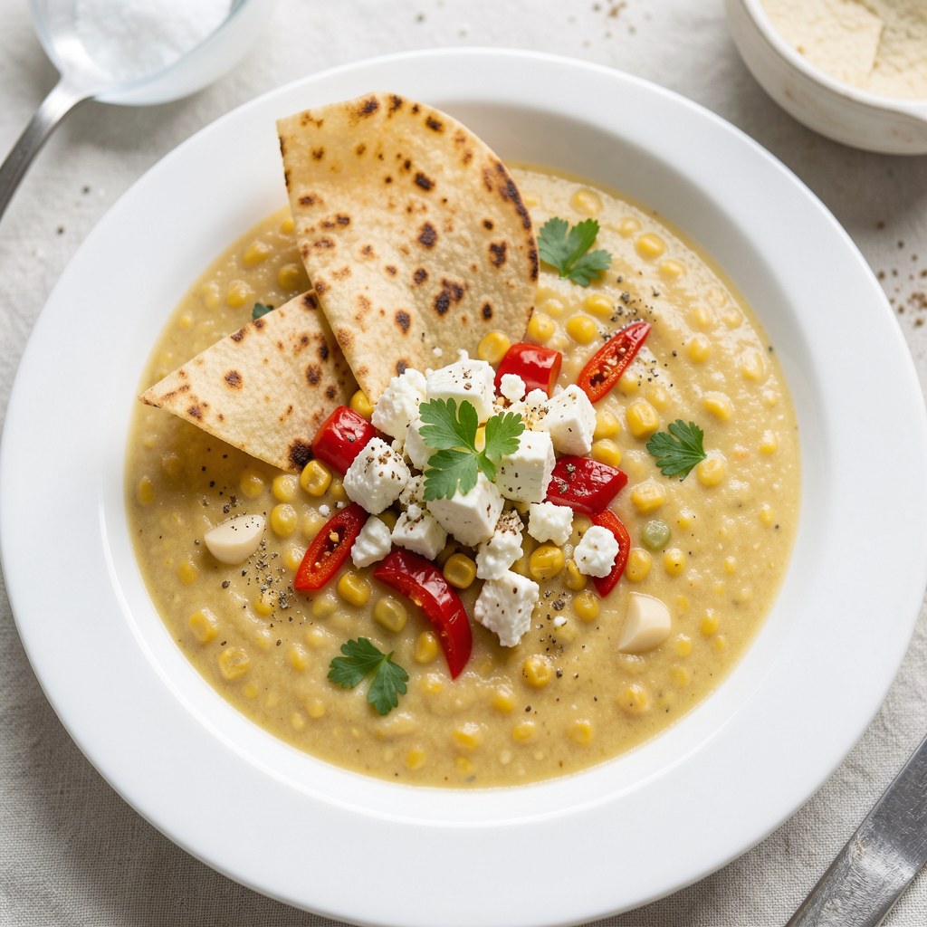 zupa krem z kukurydzy ze smażoną tortillą