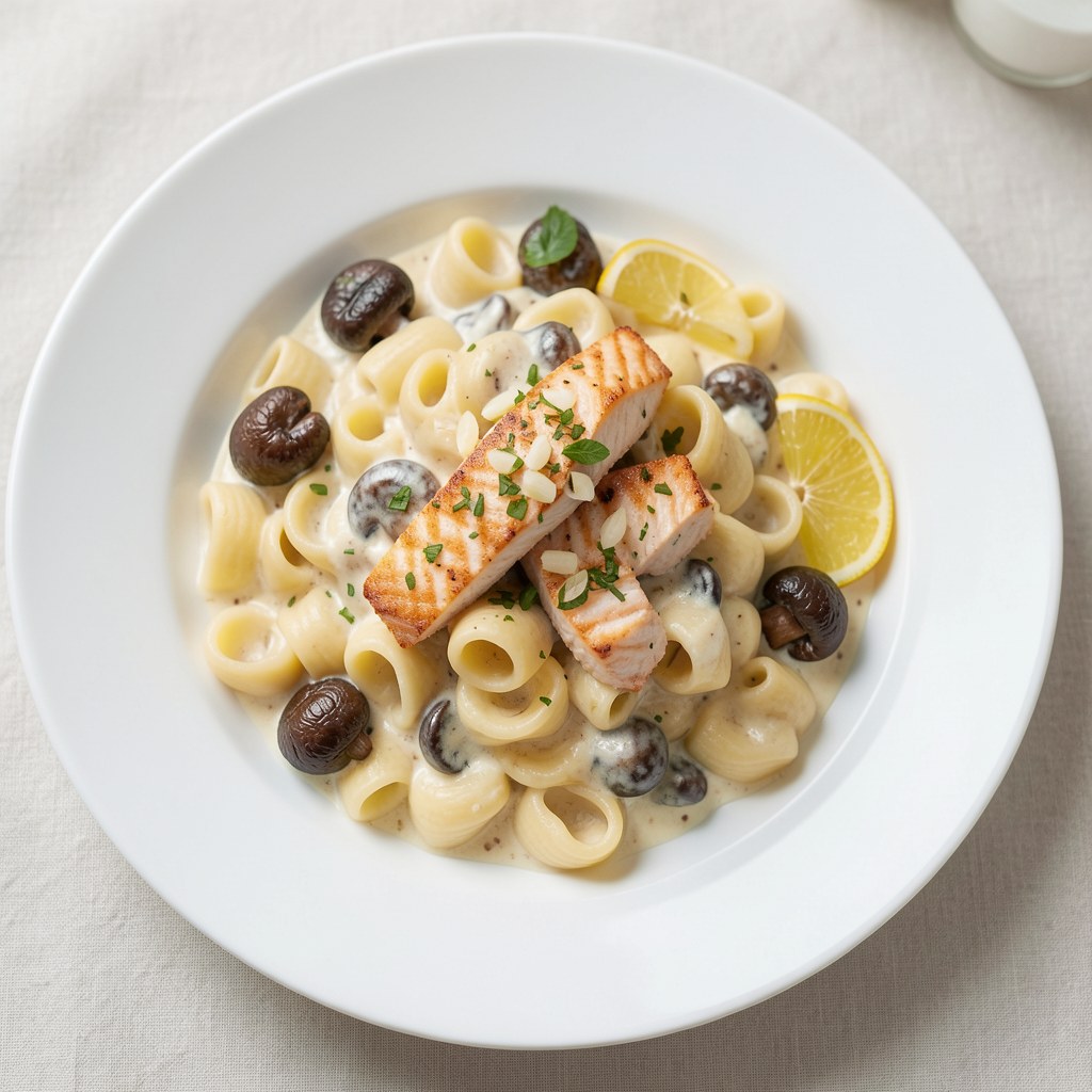 Makaron z wędzonymi brzuszkami łososia