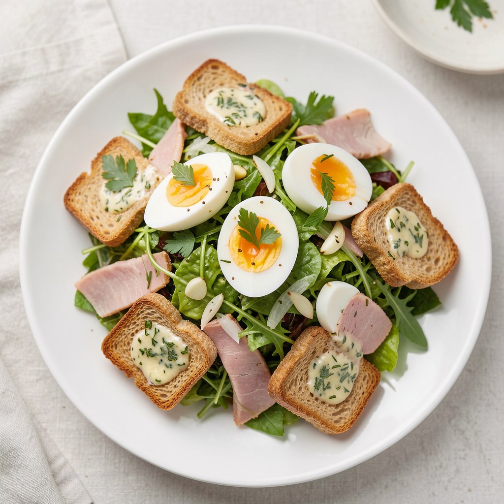 Sałatka z ziołowymi grzankami