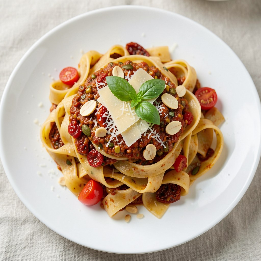 Tagliatelle z czerwonym pesto Babcigramolki