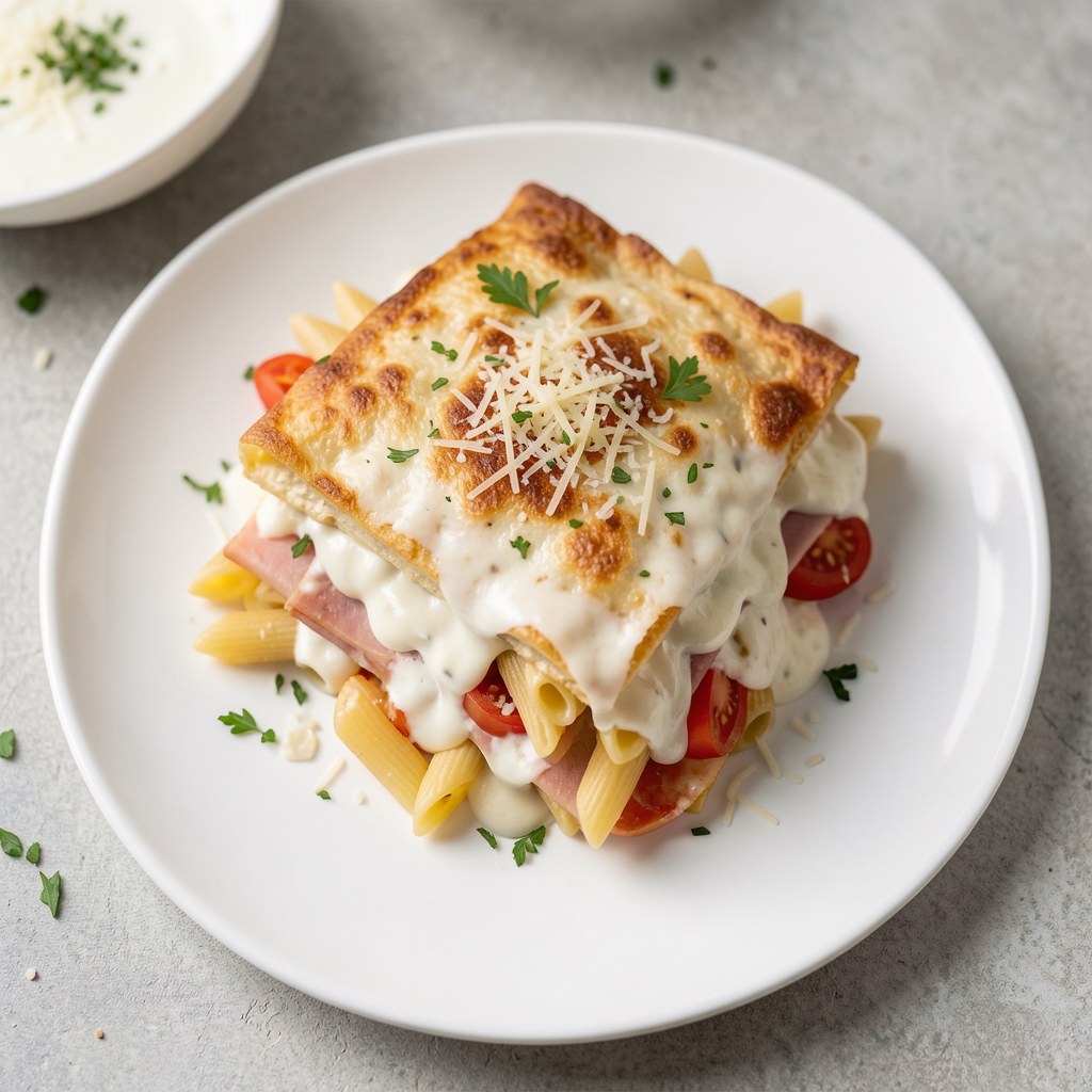 Zapiekanka z szynką i śmietaną