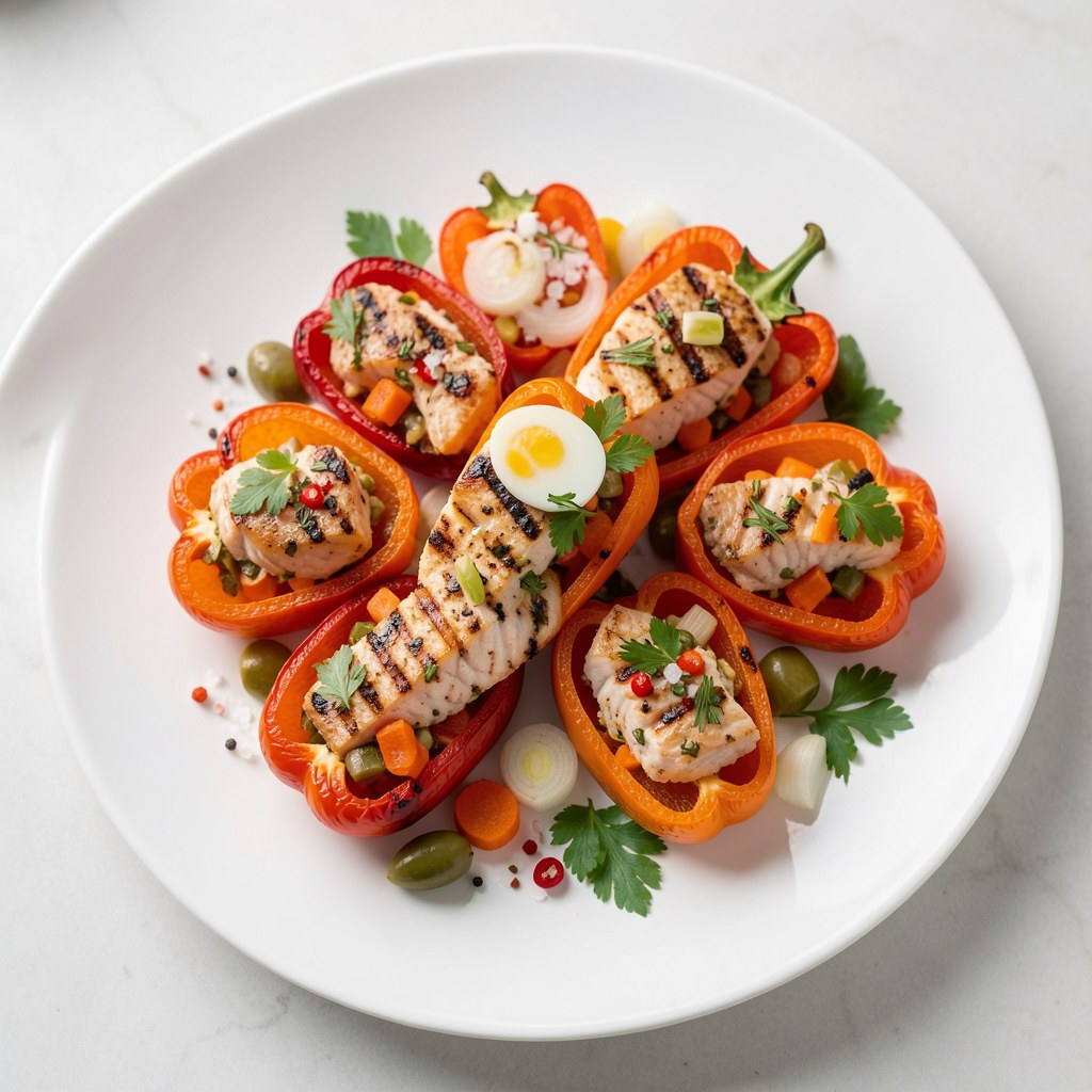 Papryka faszerowana pikantym łososiem norweskim