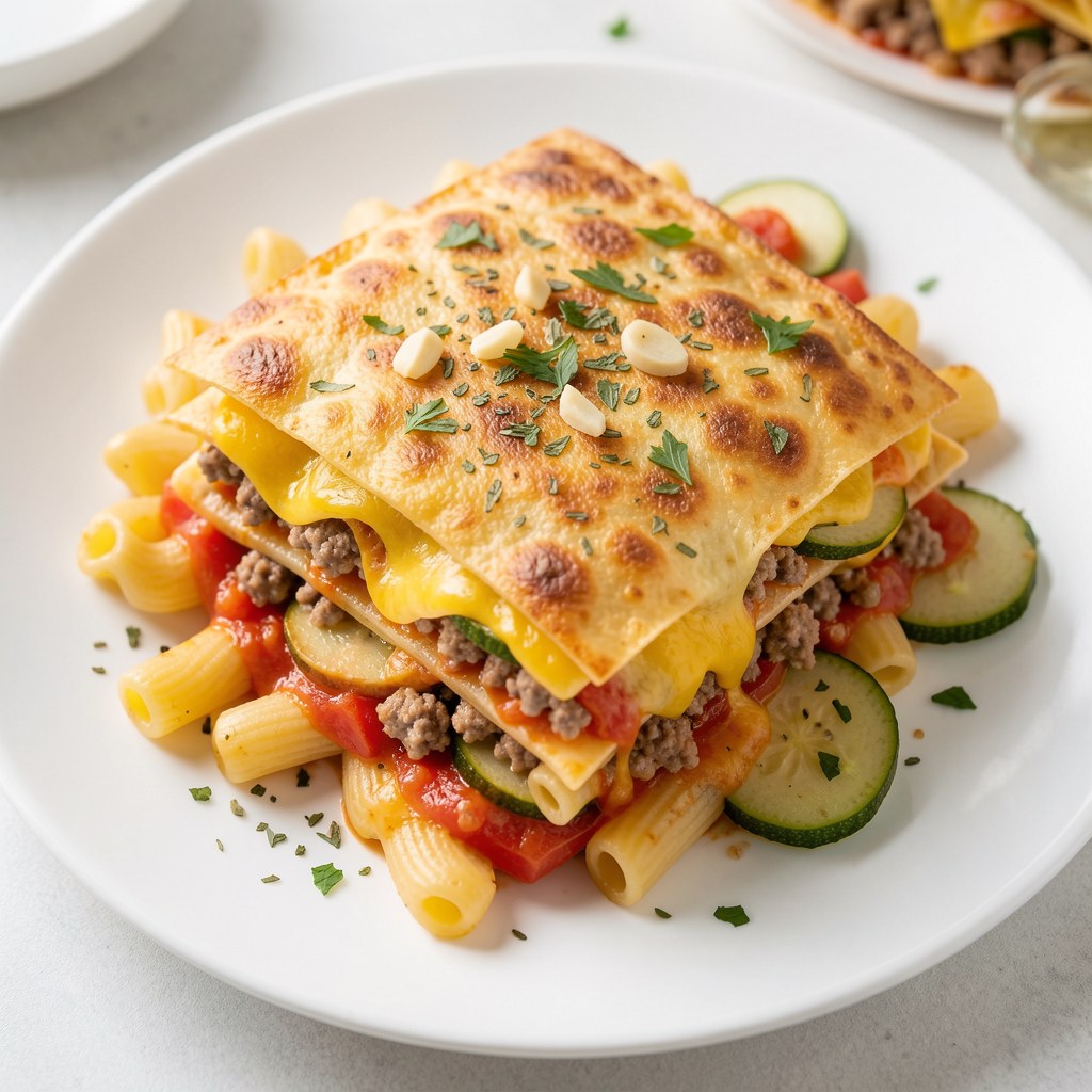 Zapiekanka makaronowa z cukinią.