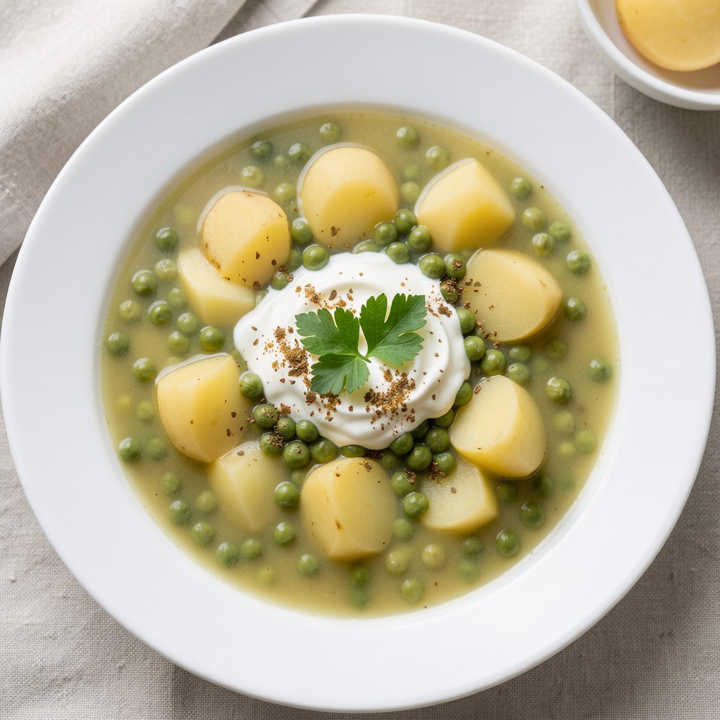 Zupa z zielonego groszku z ziemniakami