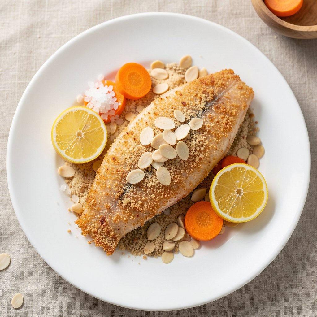 Chrupiący pstrąg z migdałami