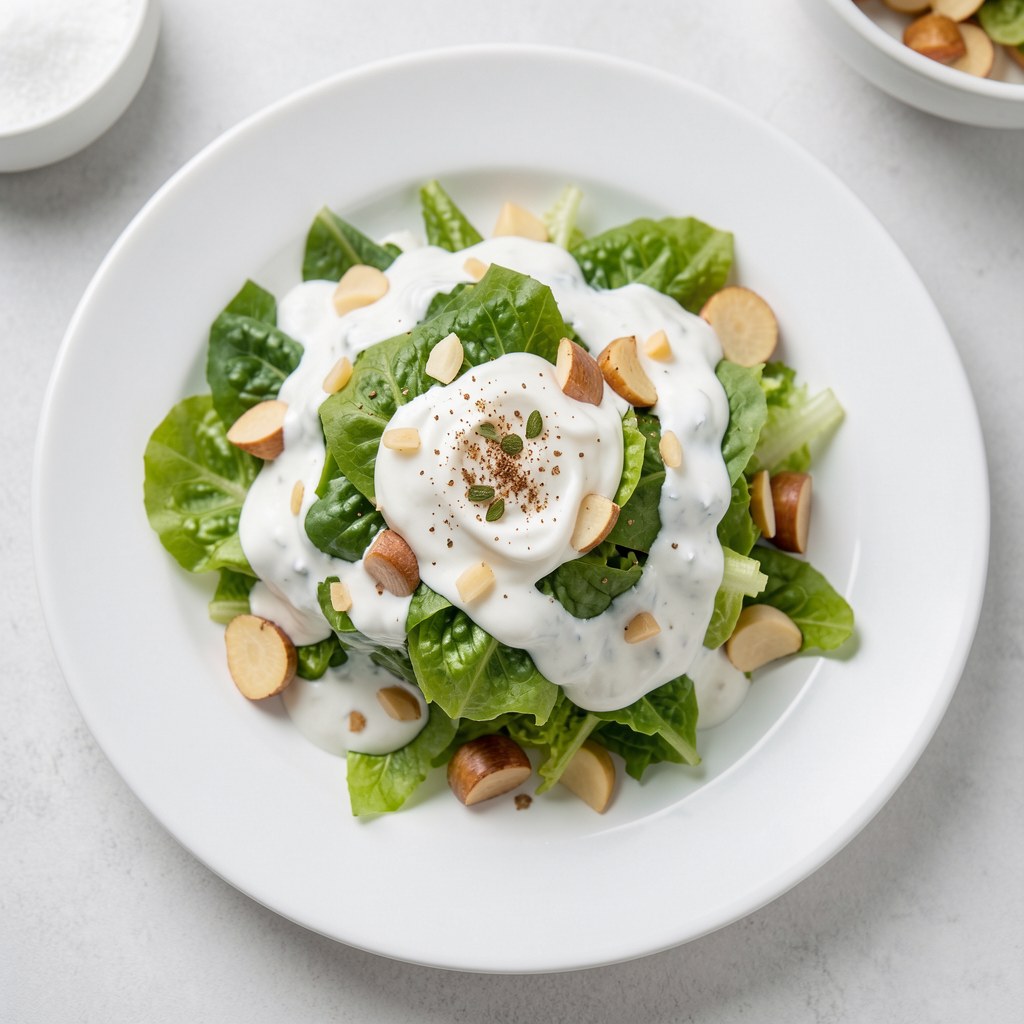 Sałata z sosem koperkowo-czosnkowym