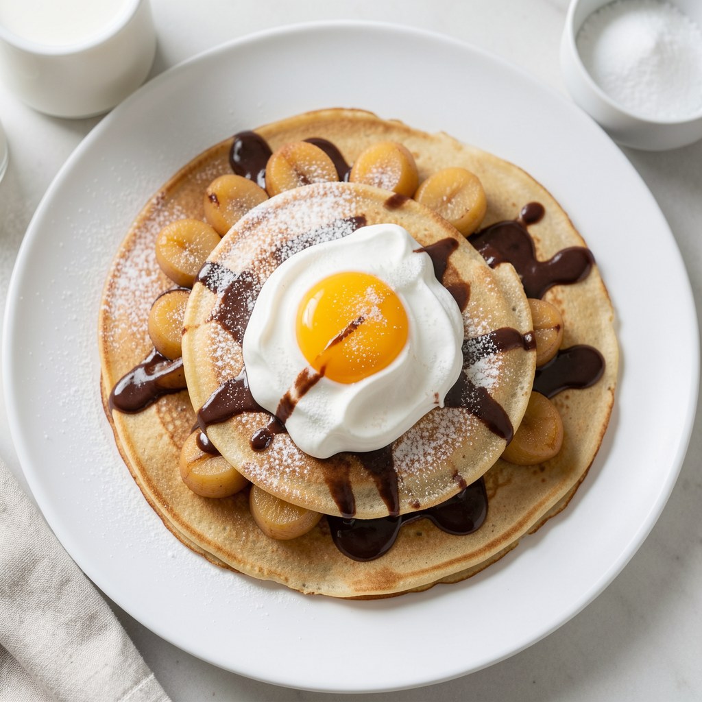 naleśniki z gruszkami i bitą śmietaną