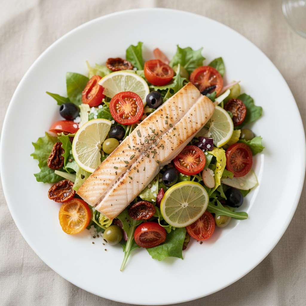 Mix sałat z wedzonym łososiem.