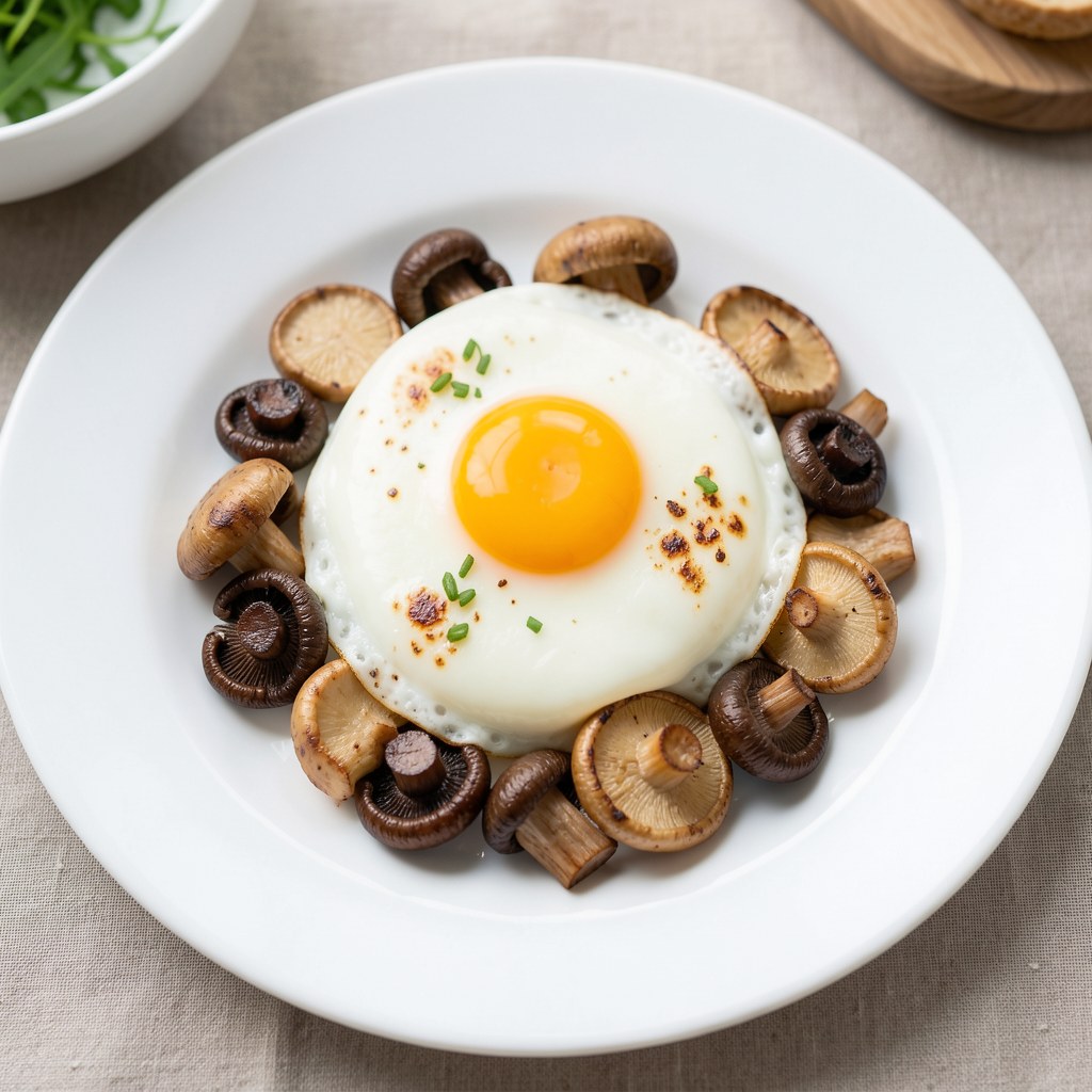 Jajka sadzone z pieczarkami