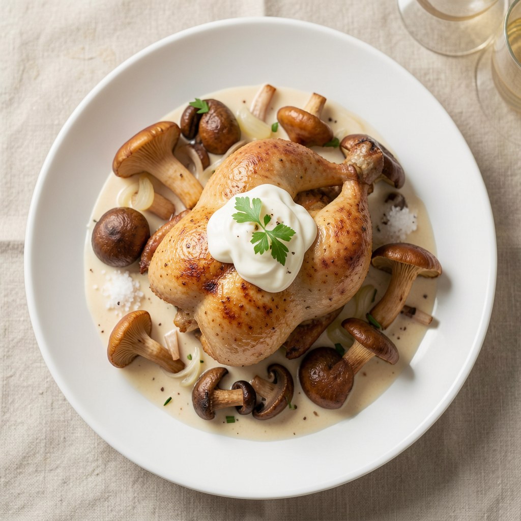 Kurczak z piwem i borowikami
