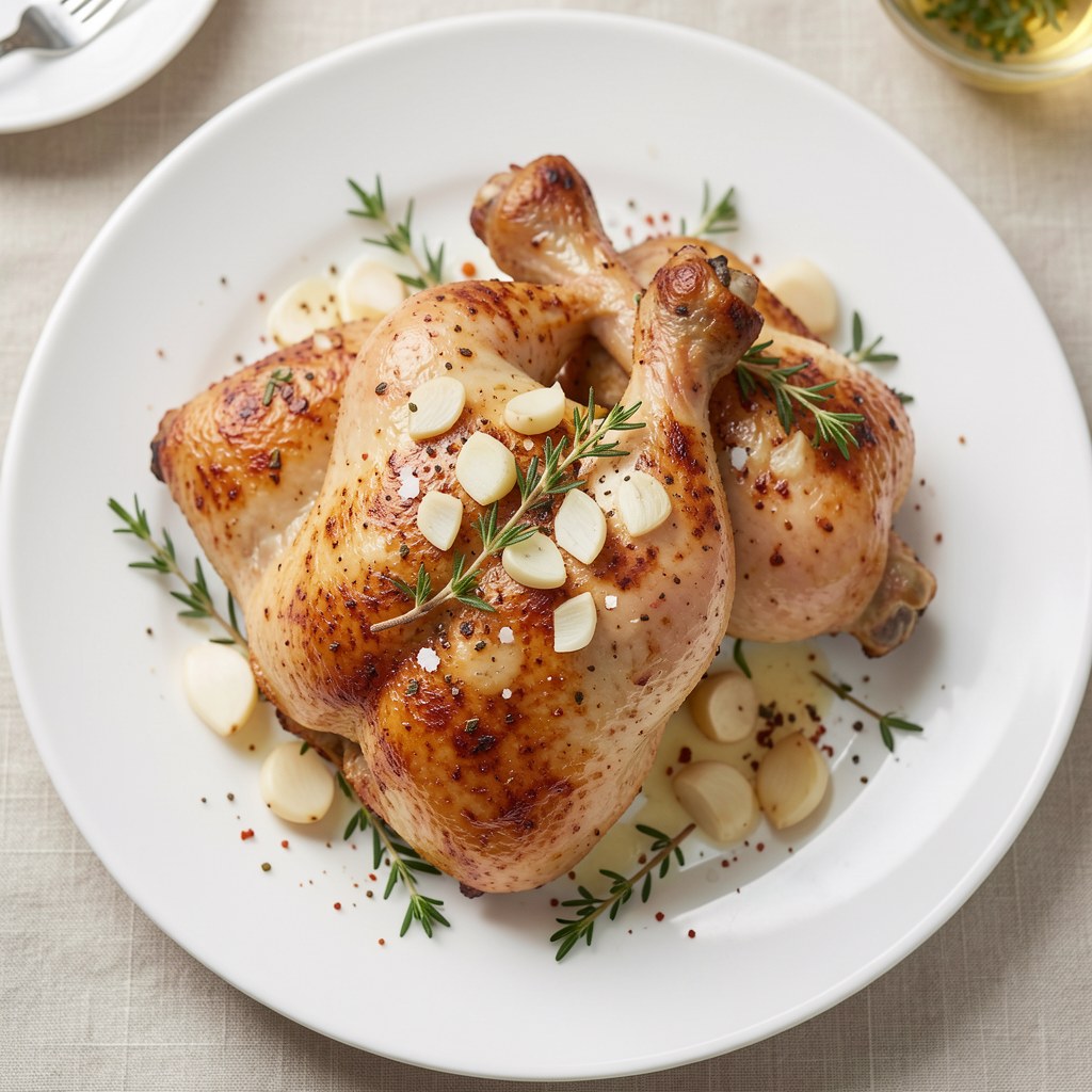 Duszony kurczak z czosnkiem