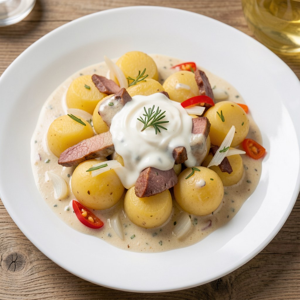 Ziemniaki duszone z serem po alpejsku